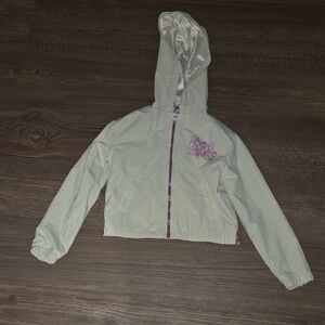 Beige Hooded Jacket with Pink Accents